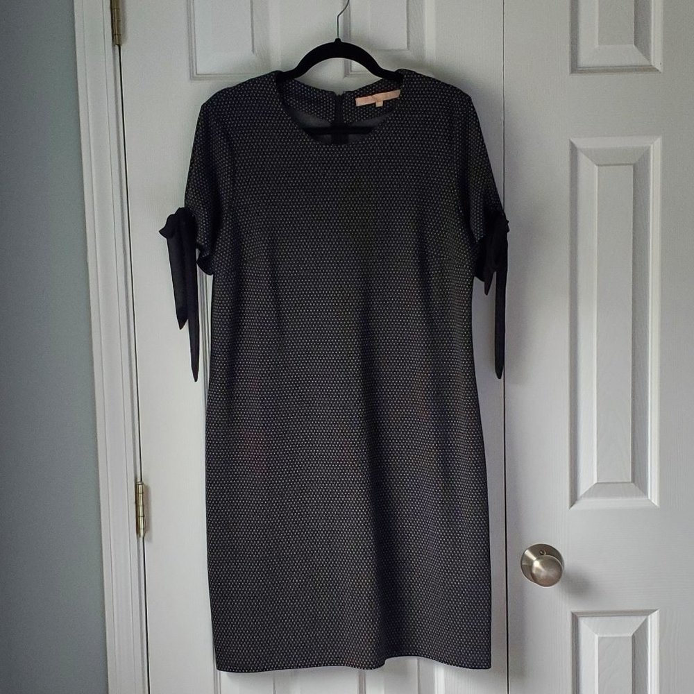 Hutch Black Tie-Sleeve Dot Shift Dress